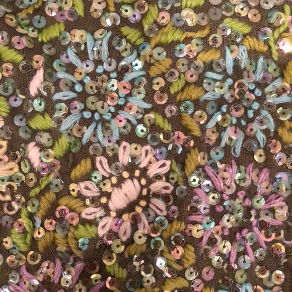 Olive Green Beaded Cropped Cardigan - Picture 4 of 4